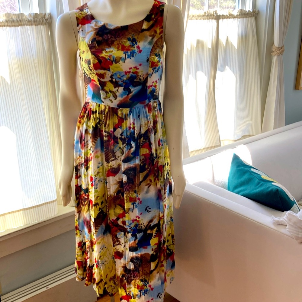 Esley vintage Mediterranean inspired summer dress Medium EUC